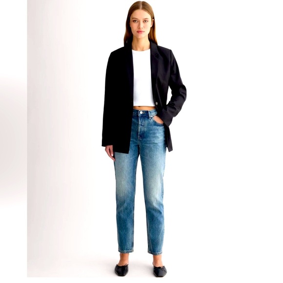 Everlane 90s Cheeky Jeans Sz 26 Ankle Vintage Mid Blue High Rise 100% Cotton - Picture 4 of 16